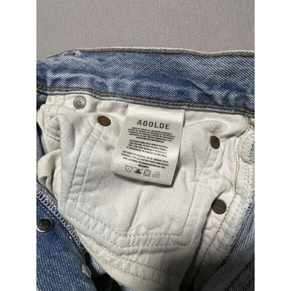Agolde Jeans Womens Size 29 Blue 90's Straight High Rise ButtonFly Cropped 32x26 - Picture 9 of 16